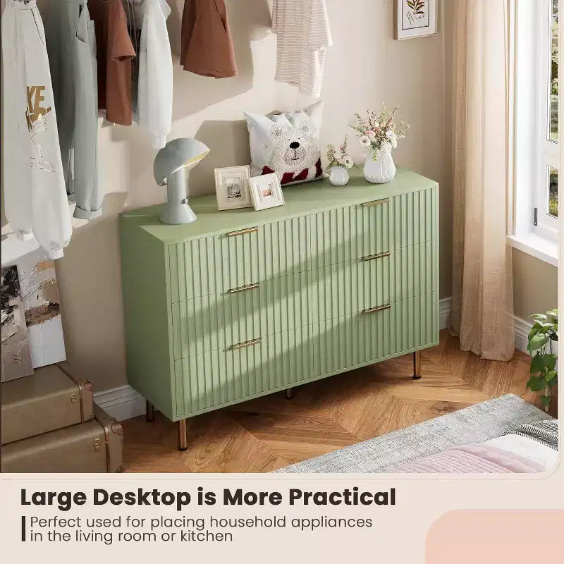 MDF 6-Drawer Dresser with Anti-Tip Fittings 47.24''