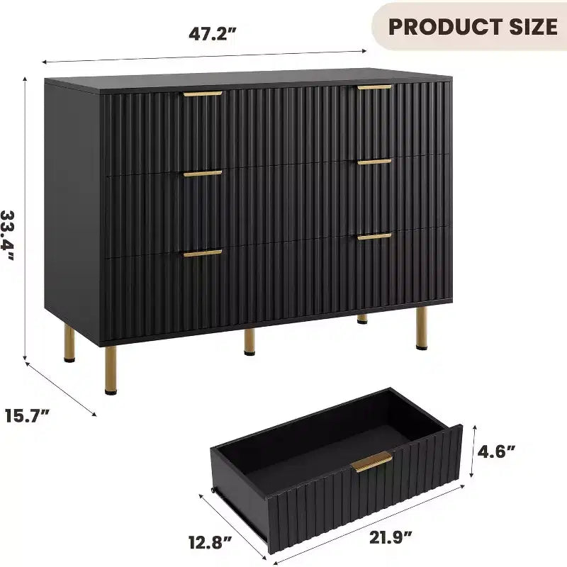 MDF 6-Drawer Dresser with Anti-Tip Fittings 47.24''