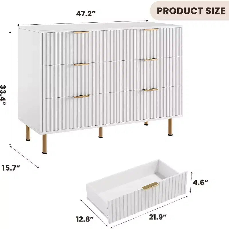 MDF 6-Drawer Dresser with Anti-Tip Fittings 47.24''