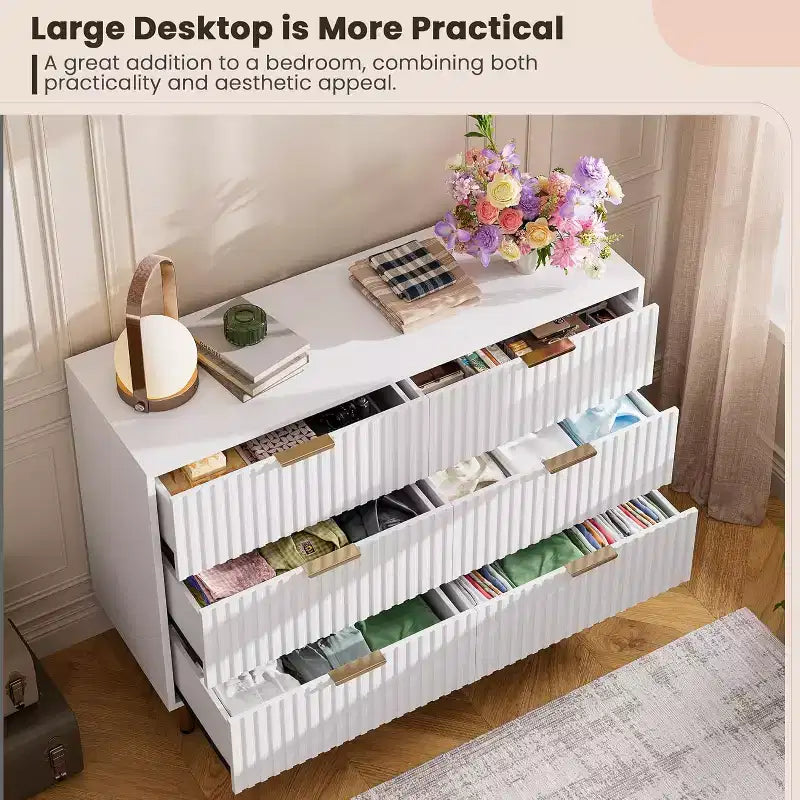 MDF 6-Drawer Dresser with Anti-Tip Fittings 47.24''
