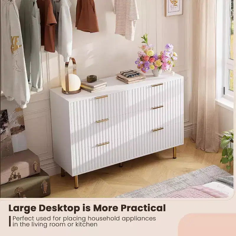 MDF 6-Drawer Dresser with Anti-Tip Fittings 47.24''