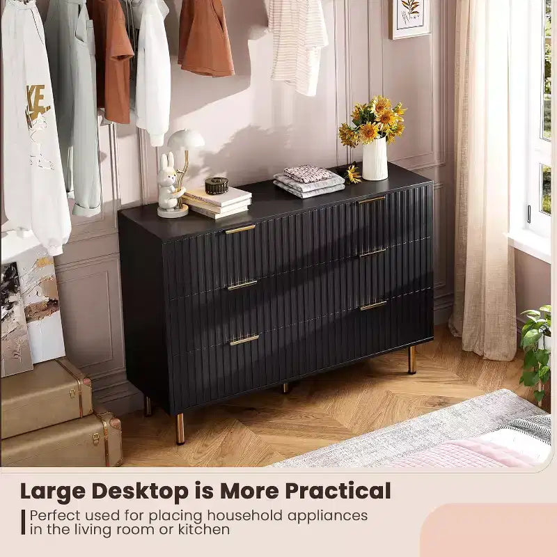 MDF 6-Drawer Dresser with Anti-Tip Fittings 47.24''