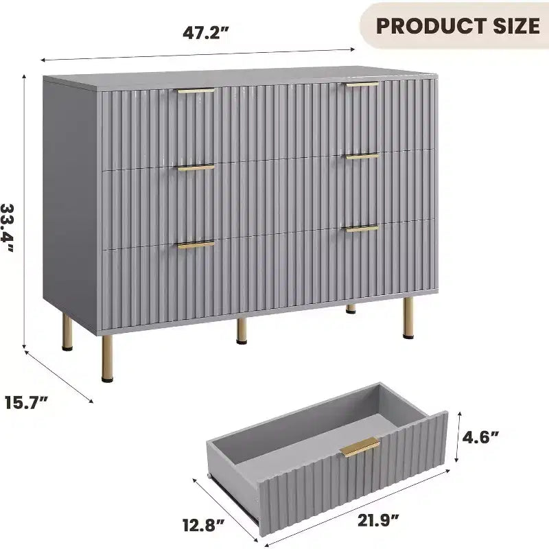 MDF 6-Drawer Dresser with Anti-Tip Fittings 47.24''
