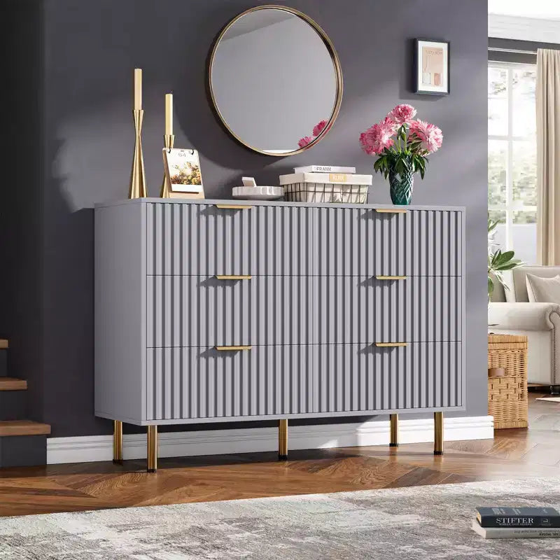 MDF 6-Drawer Dresser with Anti-Tip Fittings 47.24''