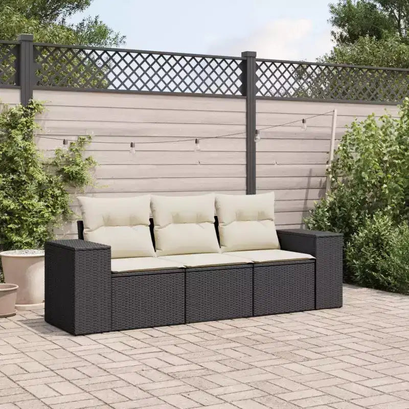 vidaXL Salon de jardin en résine tressée noire Pieds réglables