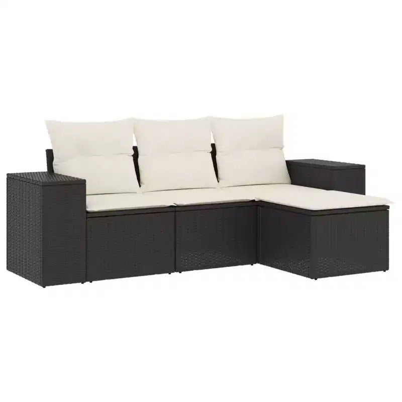 vidaXL Garden Sofa Set Black and Cream