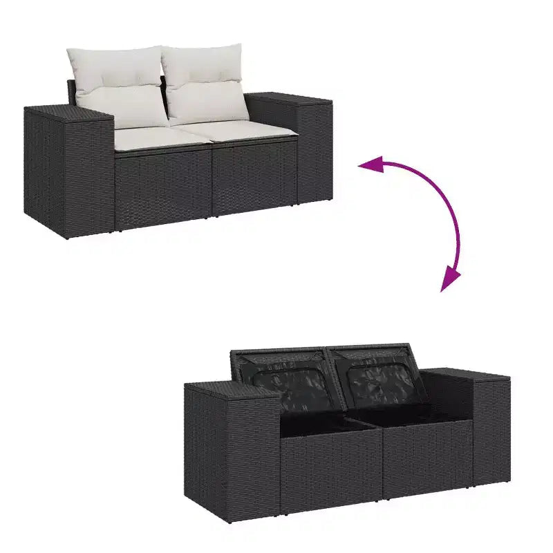 vidaXL Salon de jardin noir et crème