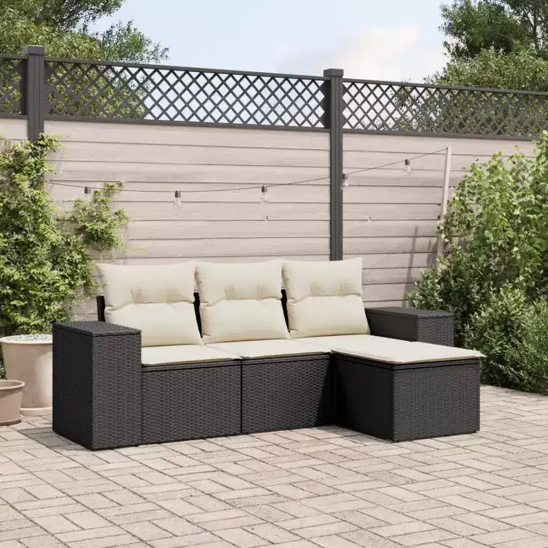 vidaXL Salon de jardin noir et crème