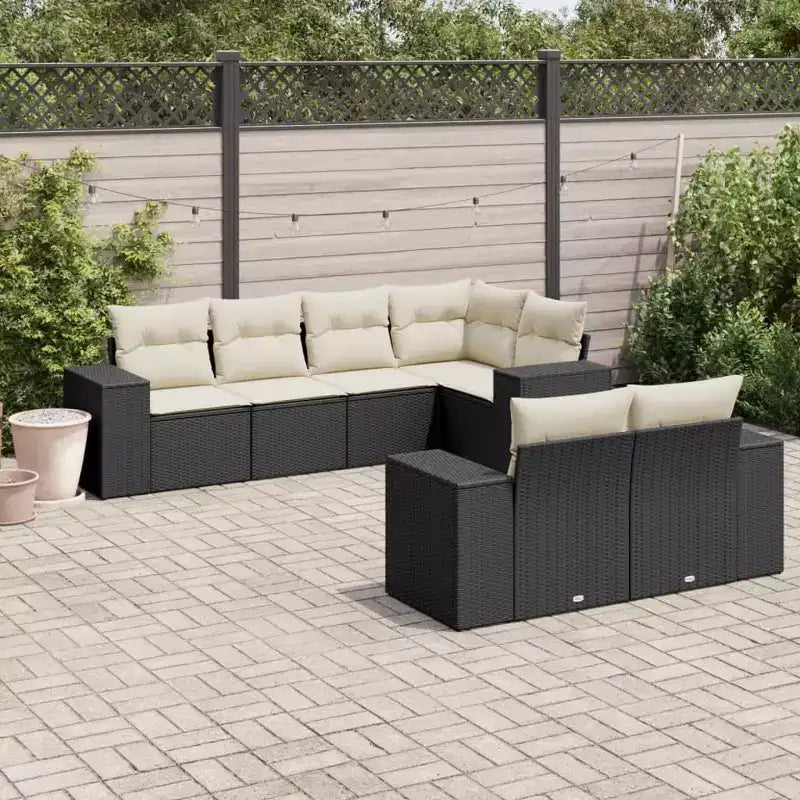 vidaXL Salon de jardin noir en rotin PE, Acier thermolaqué, 100 % polyester