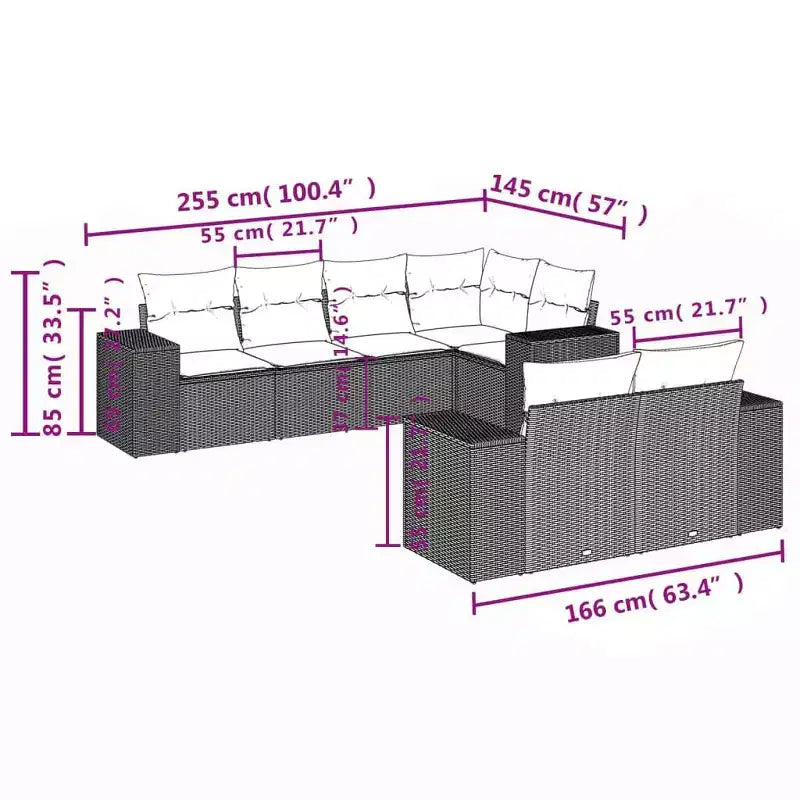 vidaXL Salon de jardin noir en rotin PE, Acier thermolaqué, 100 % polyester