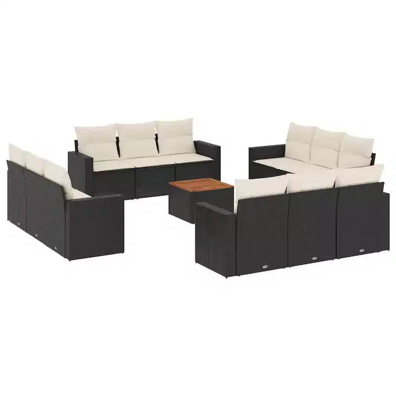 vidaXL Garden Sofa Set Black, Cream White