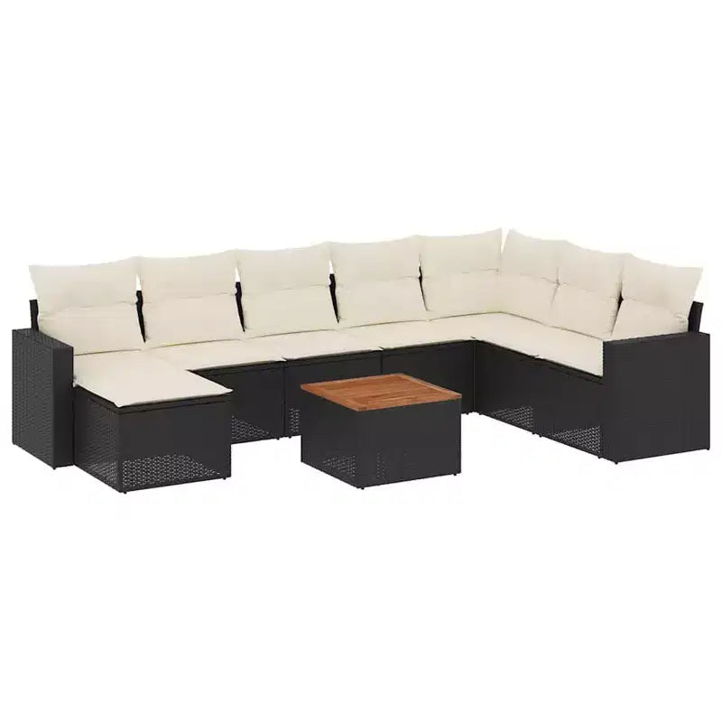 vidaXL Garden Sofa Set Black PE Rattan 9 Piece Modular Garden Sofa Set