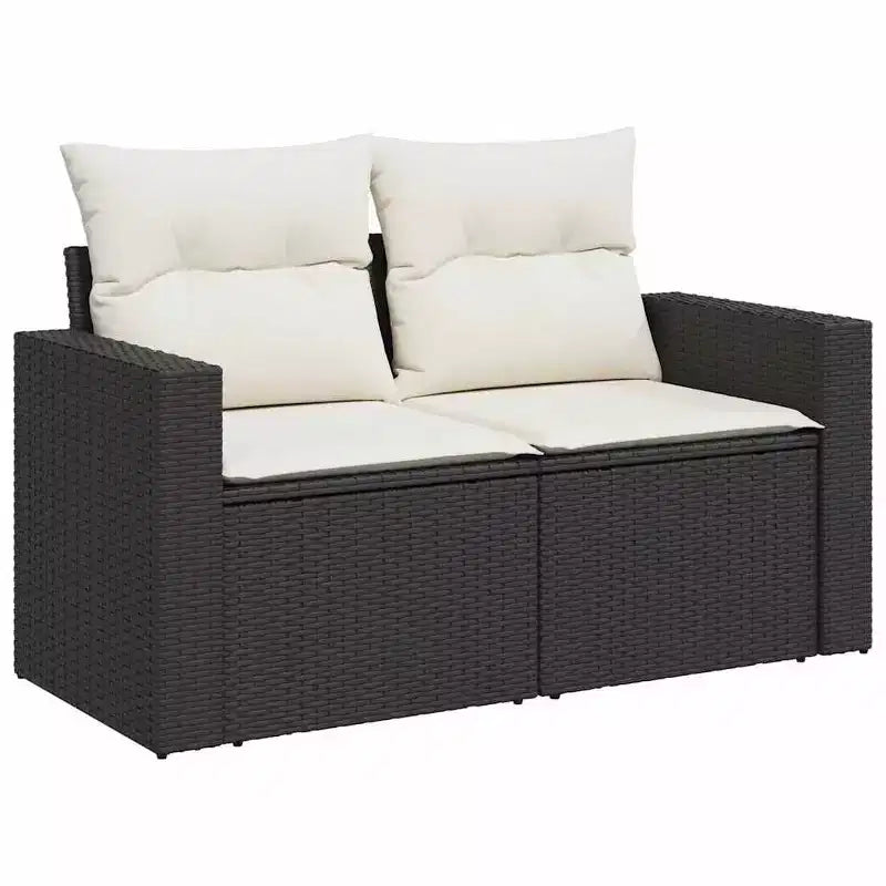 vidaXL Salon de jardin noir en résine tressée 9 pièces modulable