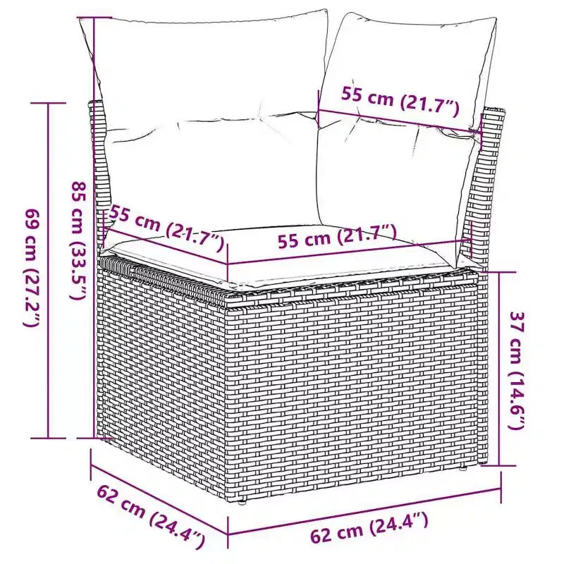 vidaXL Salon de jardin noir en résine tressée 9 pièces modulable
