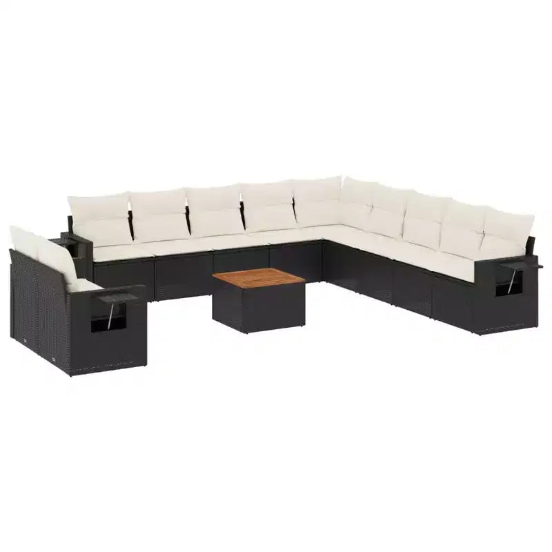 vidaXL Garden Sofa Set Black PE Rattan 12 Piece Modular