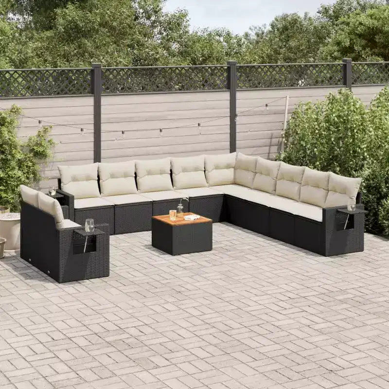 vidaXL Salon de jardin modulaire 12 pcs en résine tressée noir