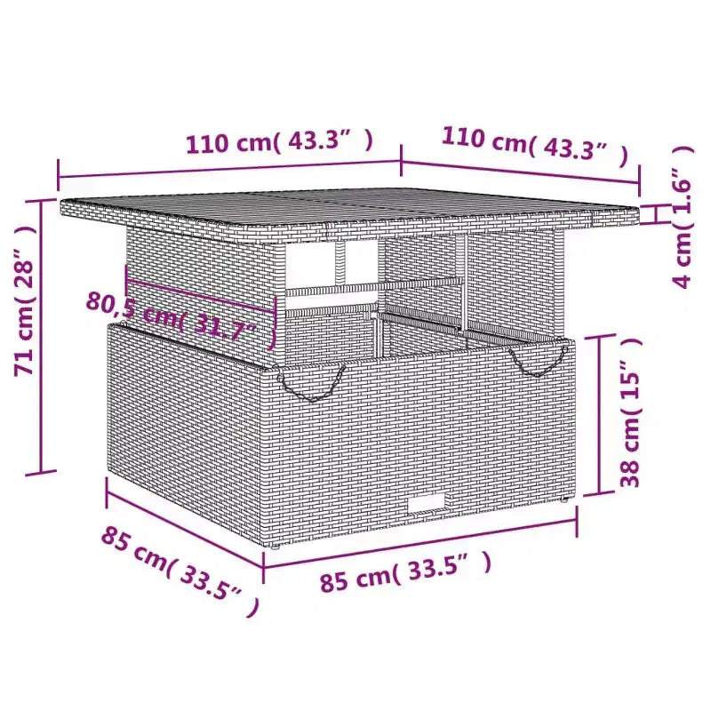 vidaXL Ensemble de salle à manger d'extérieur 5 pièces - Résine tressée, Chaises inclinables réglables avec coussins et table relevable pour jardin, arrière-cour, patio - Noir/Marron