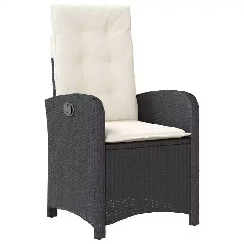 vidaXL Ensemble de salle à manger d'extérieur 5 pièces - Résine tressée, Chaises inclinables réglables avec coussins et table relevable pour jardin, arrière-cour, patio - Noir/Marron
