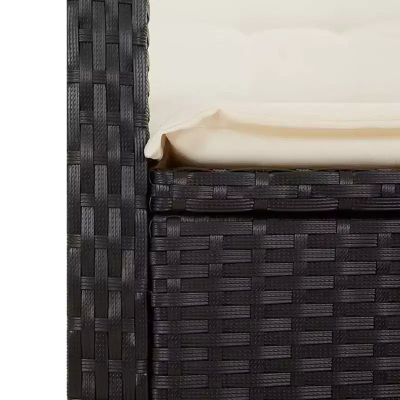 vidaXL Ensemble de salle à manger d'extérieur 5 pièces - Résine tressée, Chaises inclinables réglables avec coussins et table relevable pour jardin, arrière-cour, patio - Noir/Marron