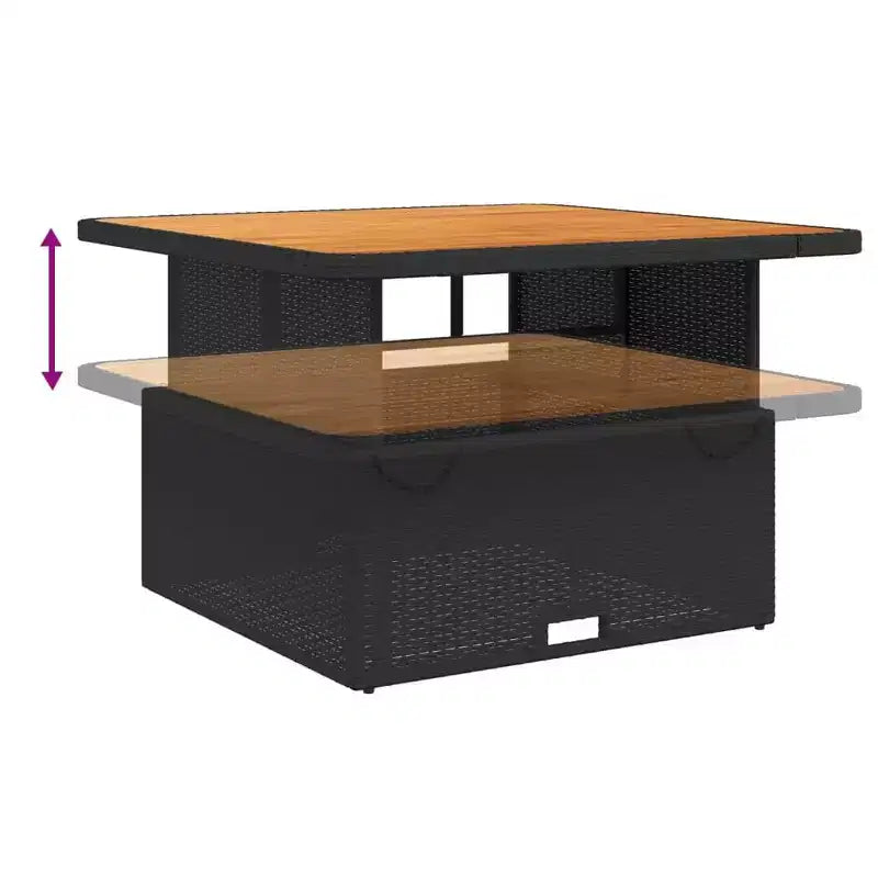 vidaXL Ensemble de salle à manger d'extérieur 5 pièces - Résine tressée, Chaises inclinables réglables avec coussins et table relevable pour jardin, arrière-cour, patio - Noir/Marron
