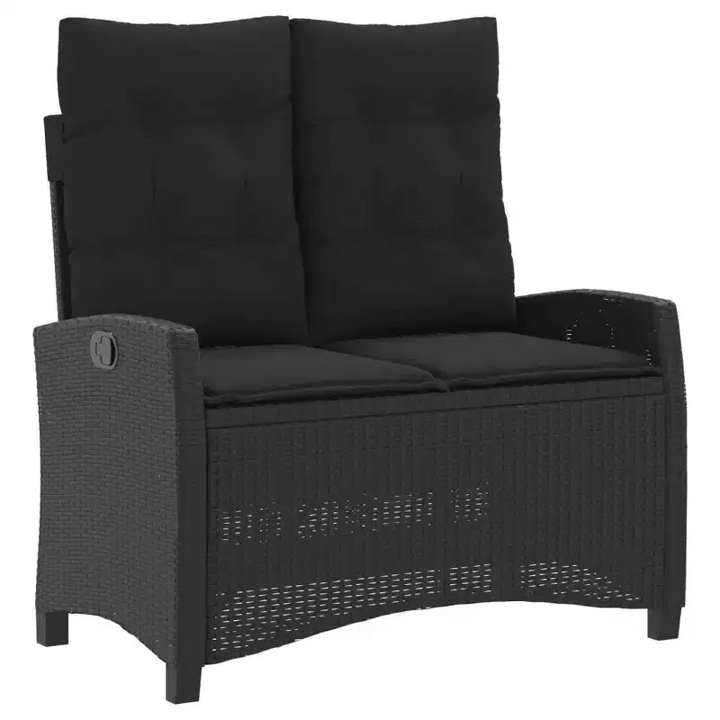 vidaXL Salon de jardin en poly rotin - Banc et table réglables avec coussins - Noir