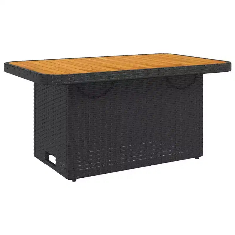 vidaXL Salon de jardin en poly rotin - Banc et table réglables avec coussins - Noir
