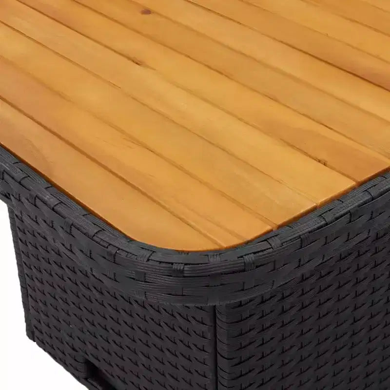 vidaXL Salon de jardin en poly rotin - Banc et table réglables avec coussins - Noir