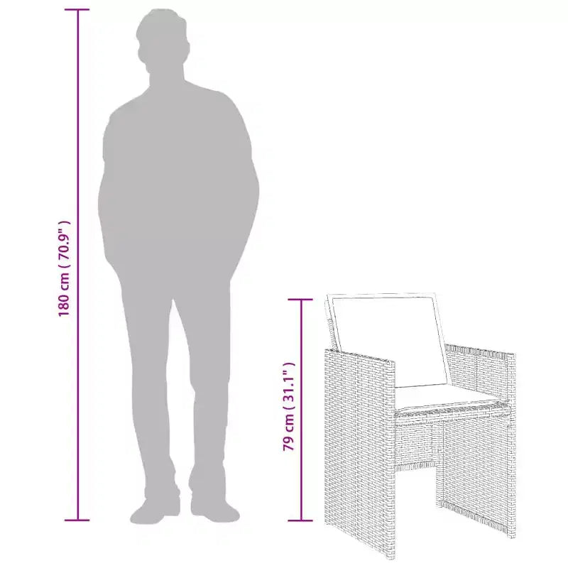 vidaXL Salon de jardin 12 places gris en résine tressée pliable