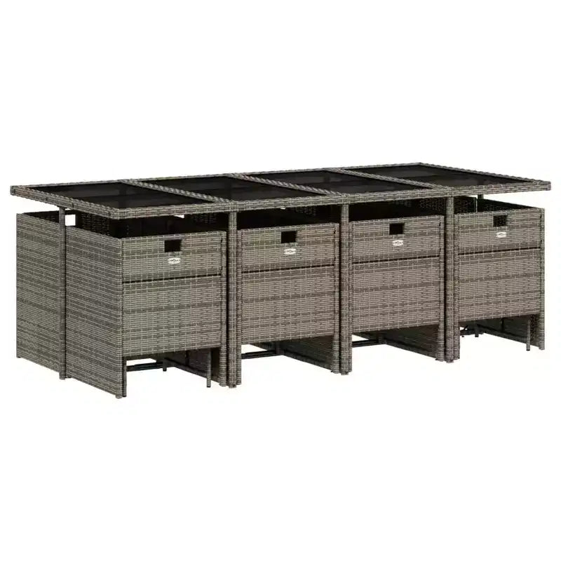 vidaXL Salon de jardin 12 places gris en résine tressée pliable