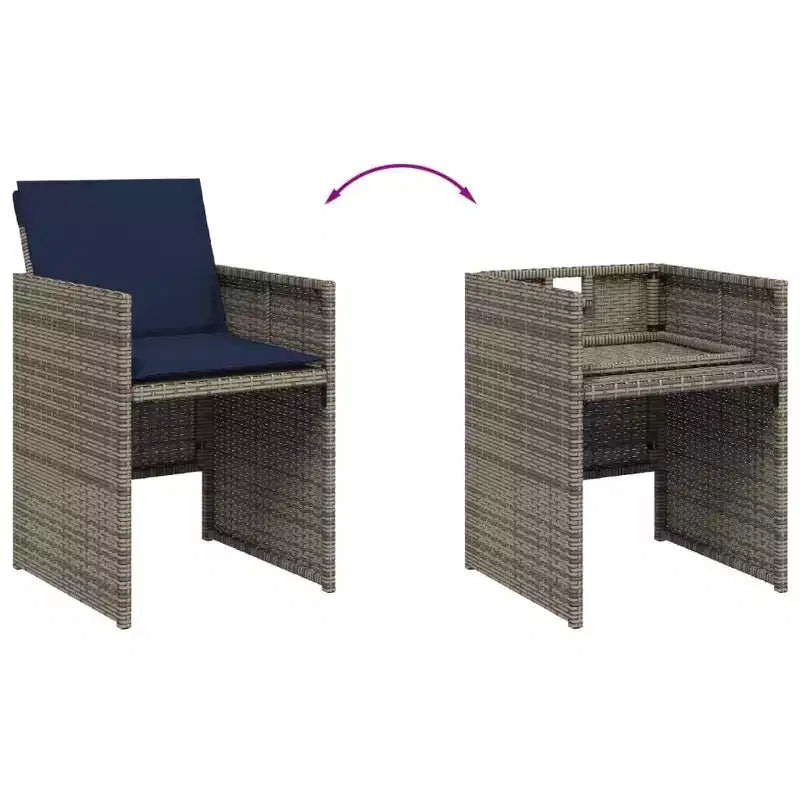 vidaXL Salon de jardin 12 places gris en résine tressée pliable