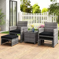 Costway 5 Pieces Patio Furniture Set PE Wicker Outdoor Lounge Chairs with 2 Ottomans Black/Gray/Navy/Red/Turquoise/White