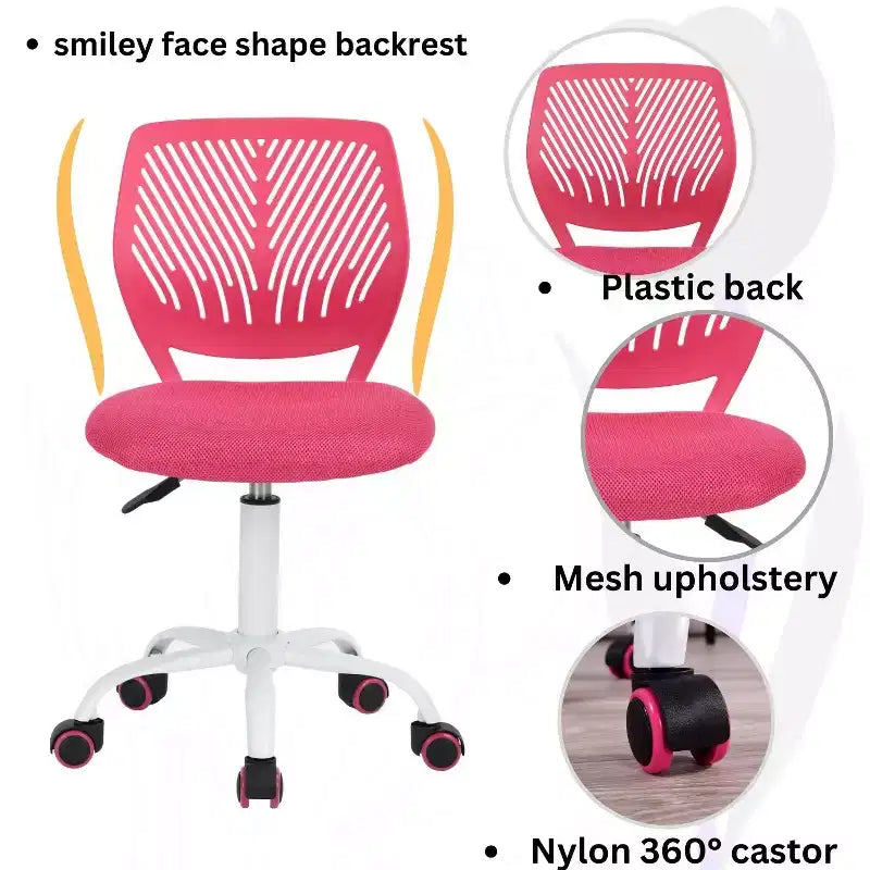 Metal Mesh Swivel Task Chair Armless Adjustable Height