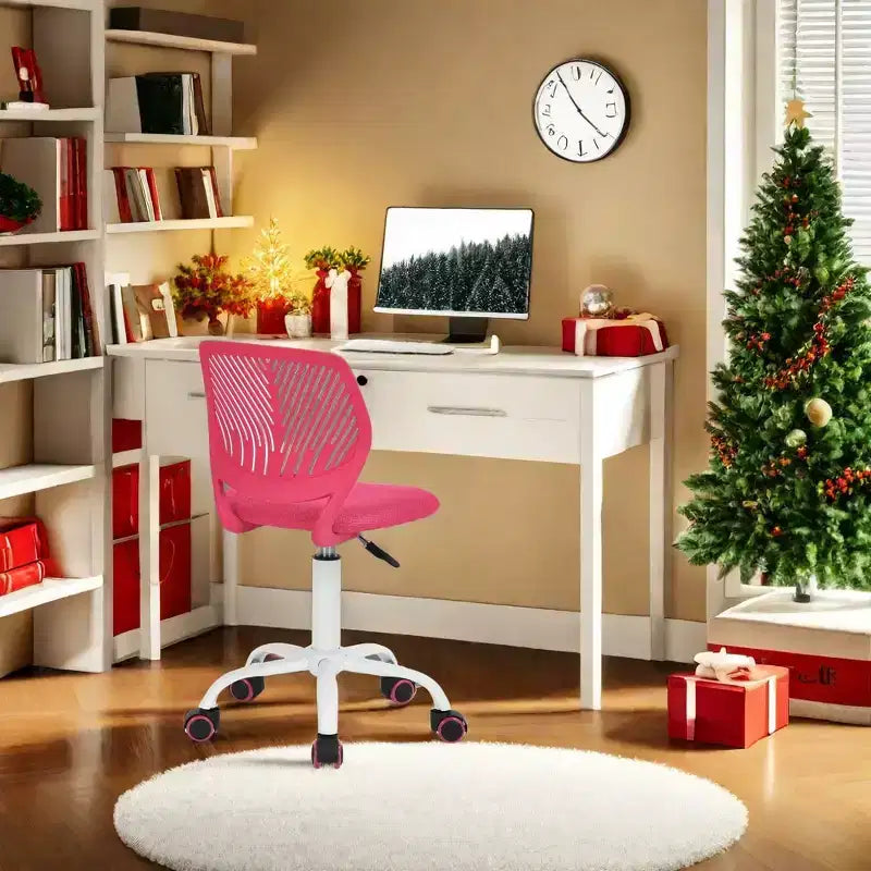 Metal Mesh Swivel Task Chair Armless Adjustable Height