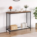 Metal Wood 2-Tier Console Table with Glass Shelf 31.4''