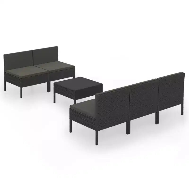 vidaXL Garden Lounge Set Patio Sectional Sofa Couch Outdoor Poly Rattan Black