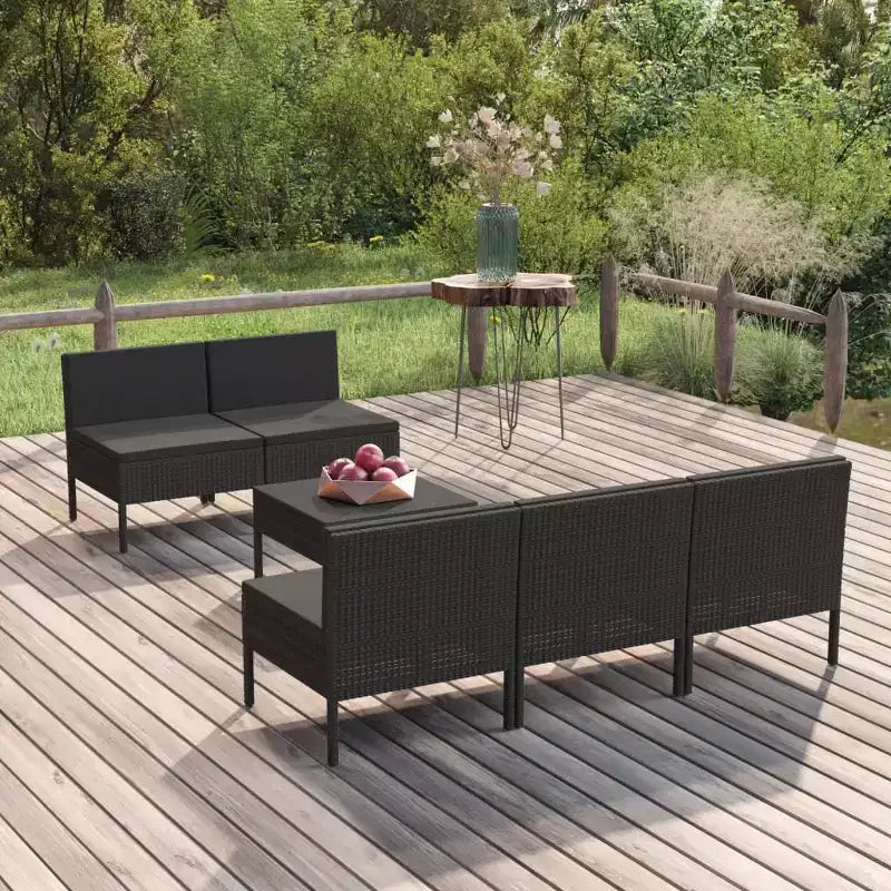 vidaXL Salon de jardin canapé d'angle en résine tressée Noir