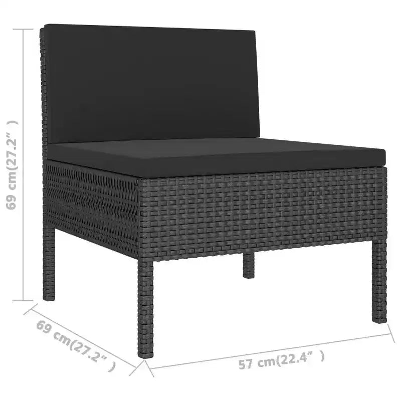 vidaXL Salon de jardin canapé d'angle en résine tressée Noir
