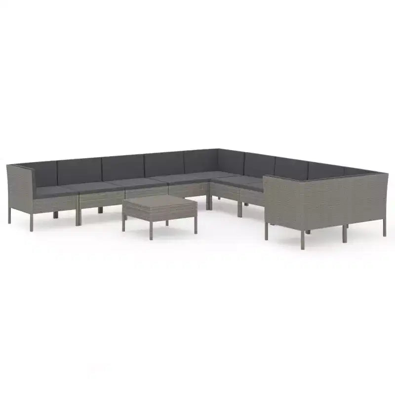 vidaXL Garden Lounge Set Patio Sectional Sofa Couch Outdoor Poly Rattan Grey