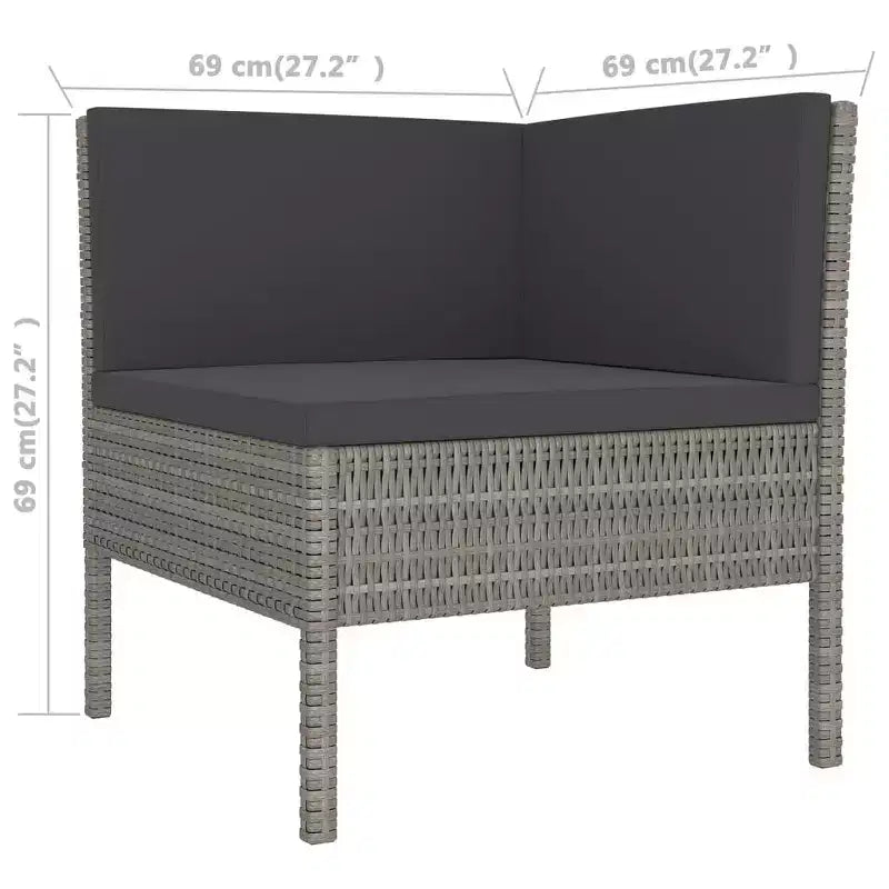 vidaXL Salon de jardin canapé d'angle en résine tressée gris pour terrasse