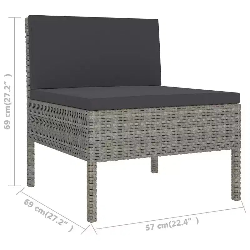 vidaXL Salon de jardin canapé d'angle en résine tressée gris pour terrasse