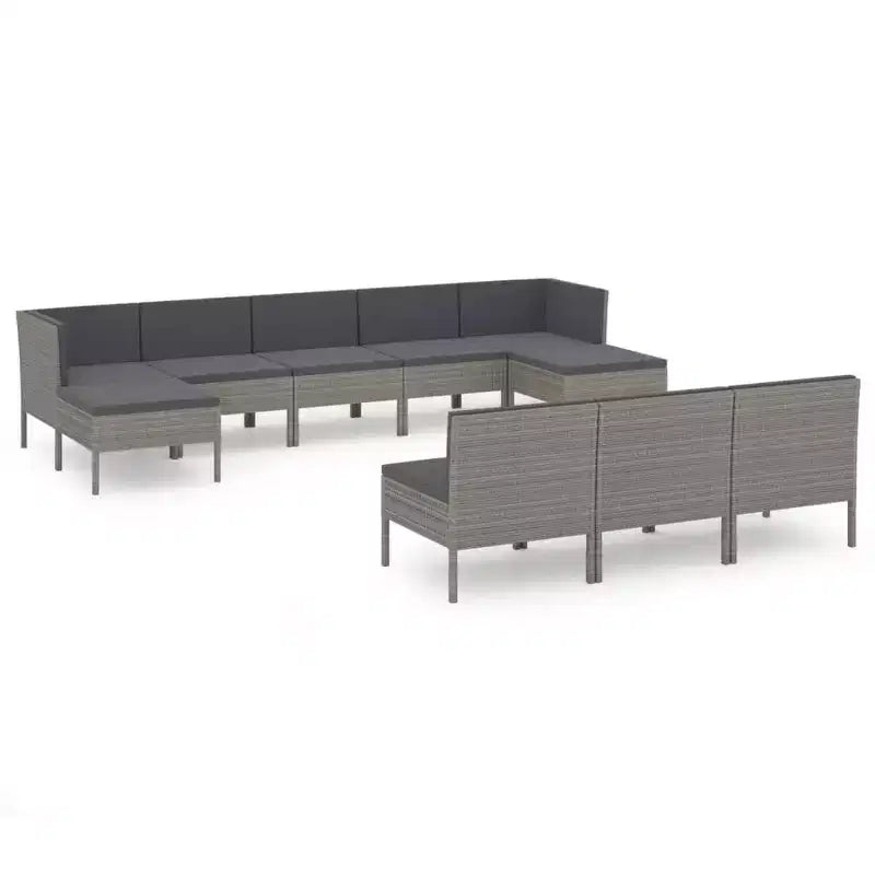 vidaXL Patio Lounge Set Outdoor Sectional Sofa Set Table Poly Rattan Gray