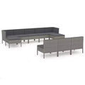 vidaXL Patio Lounge Set Outdoor Sectional Sofa Set Table Poly Rattan Gray