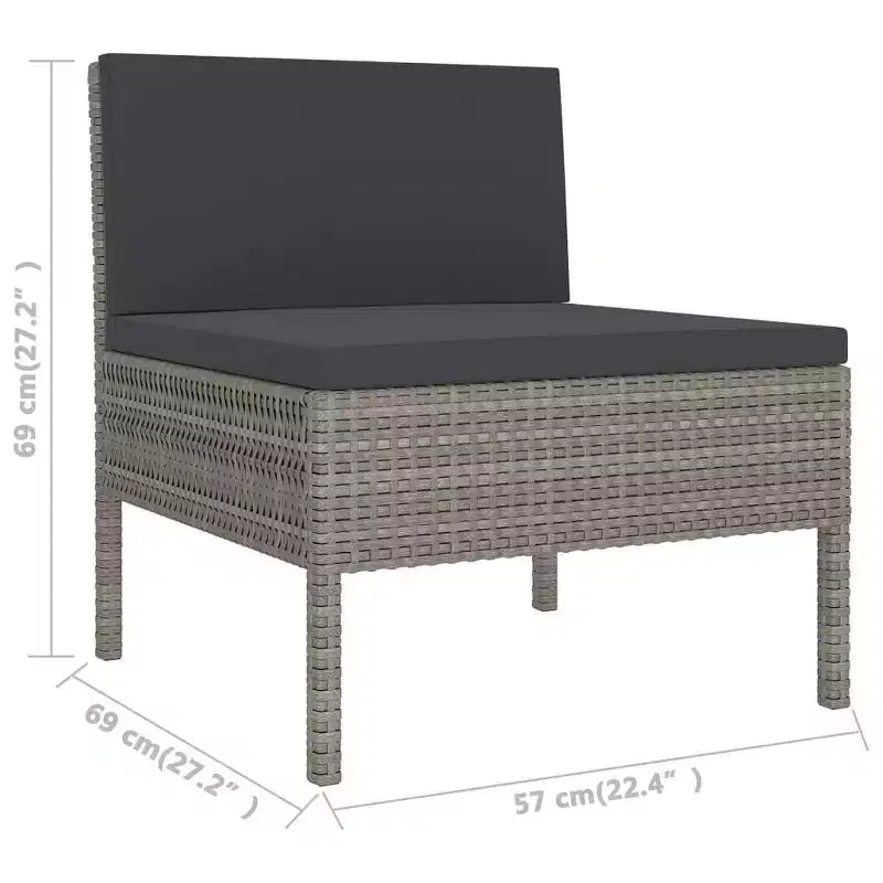 vidaXL Salon de jardin modulaire avec table en résine tressée gris