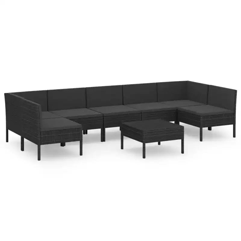 vidaXL Patio Lounge Set Outdoor Sectional Sofa Set with Table, Poly Rattan, Black