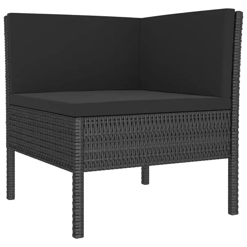 vidaXL Salon de jardin modulaire avec table, résine tressée, noir
