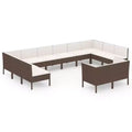 vidaXL Patio Lounge Set Outdoor Sectional Sofa Set Table Poly Rattan Brown