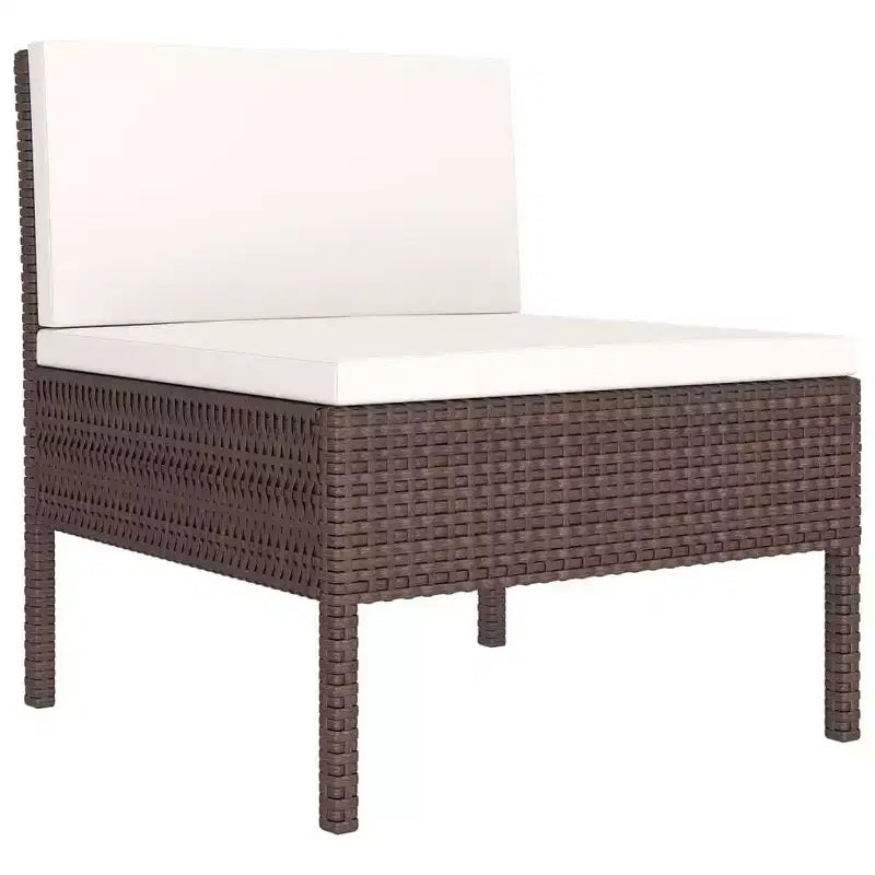 vidaXL Salon de jardin canapé d'angle table en poly rotin marron