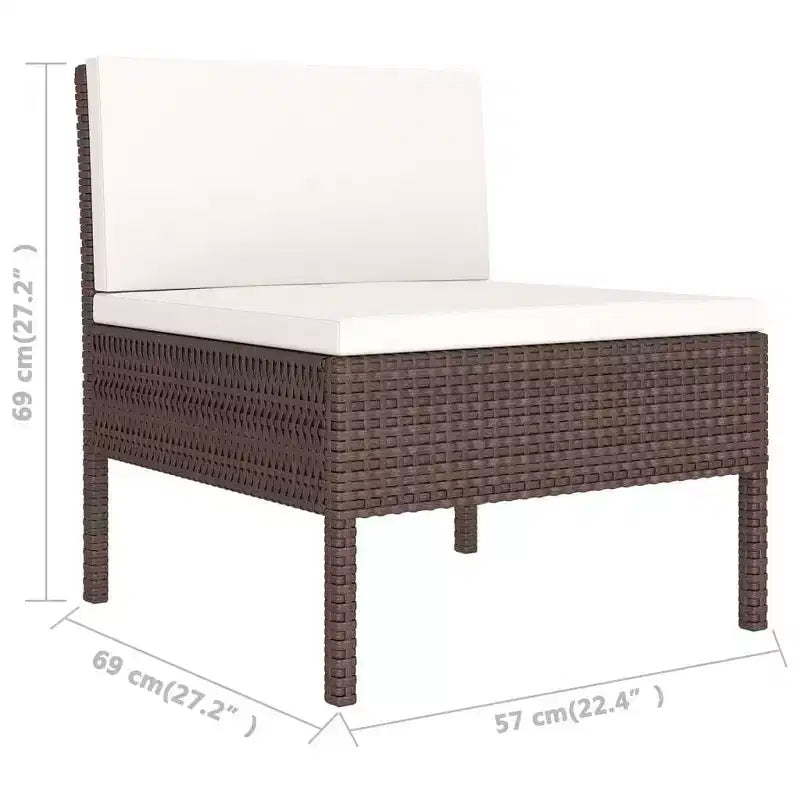 vidaXL Salon de jardin canapé d'angle table en poly rotin marron