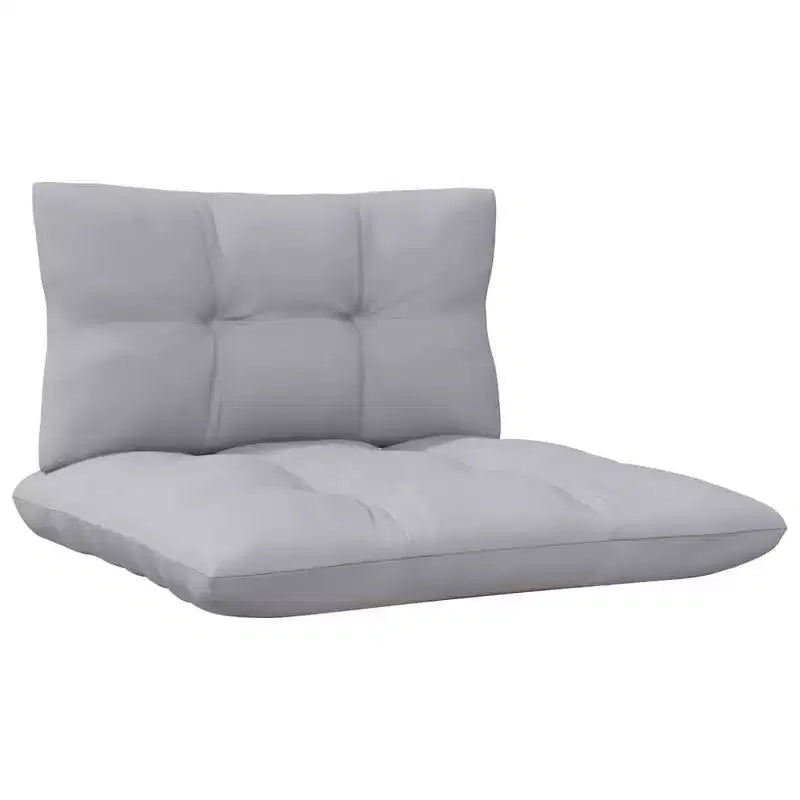 vidaXL Salon de jardin 4 pièces en pin massif avec coussins - Marron et gris