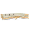 vidaXL Solid Pinewood 9-Piece Patio Lounge Set with Cream Cushions - Adjustable Configuration for Garden, Deck, and Outdoor Spaces